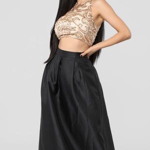 A Maxi Black and gold Dress